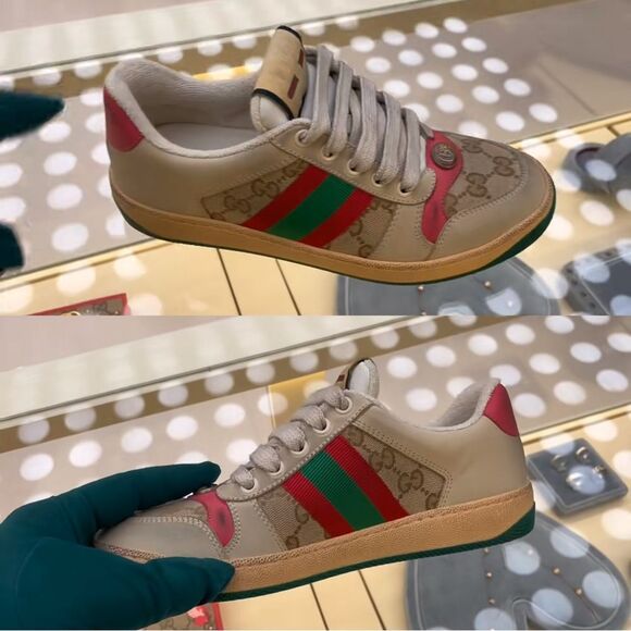 Gucci Pink Dirty Screener GG Leather Sneakers - Picture 14 of 14